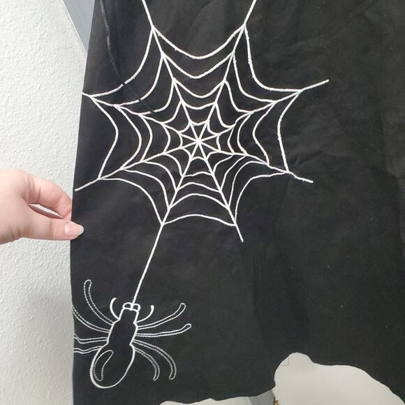 Wellwits Black‎ White Embroidered Spider 1940s Pinup Corset Lace Gothic Dress S - Picture 3 of 8